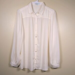 Women's Sweet Salty XL Cream Ivory Long Sleeve Button Up Blouse Top Shirt